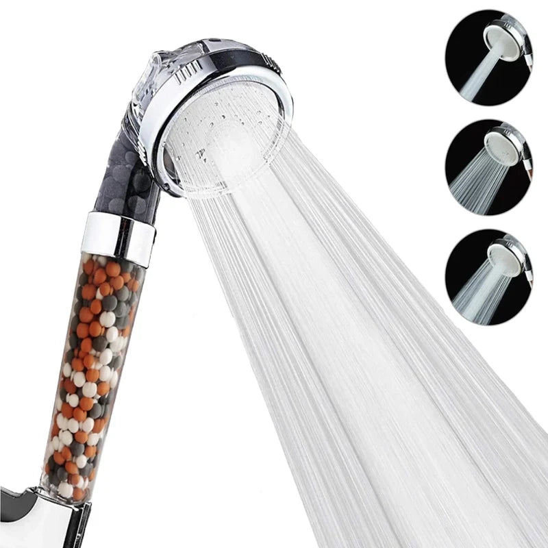 Filtered Shower Head for Hard Water - High Pressure Handheld Showerhead with Mineral Filter, 3 Spray Modes, Water Saving Rainfall Shower Head