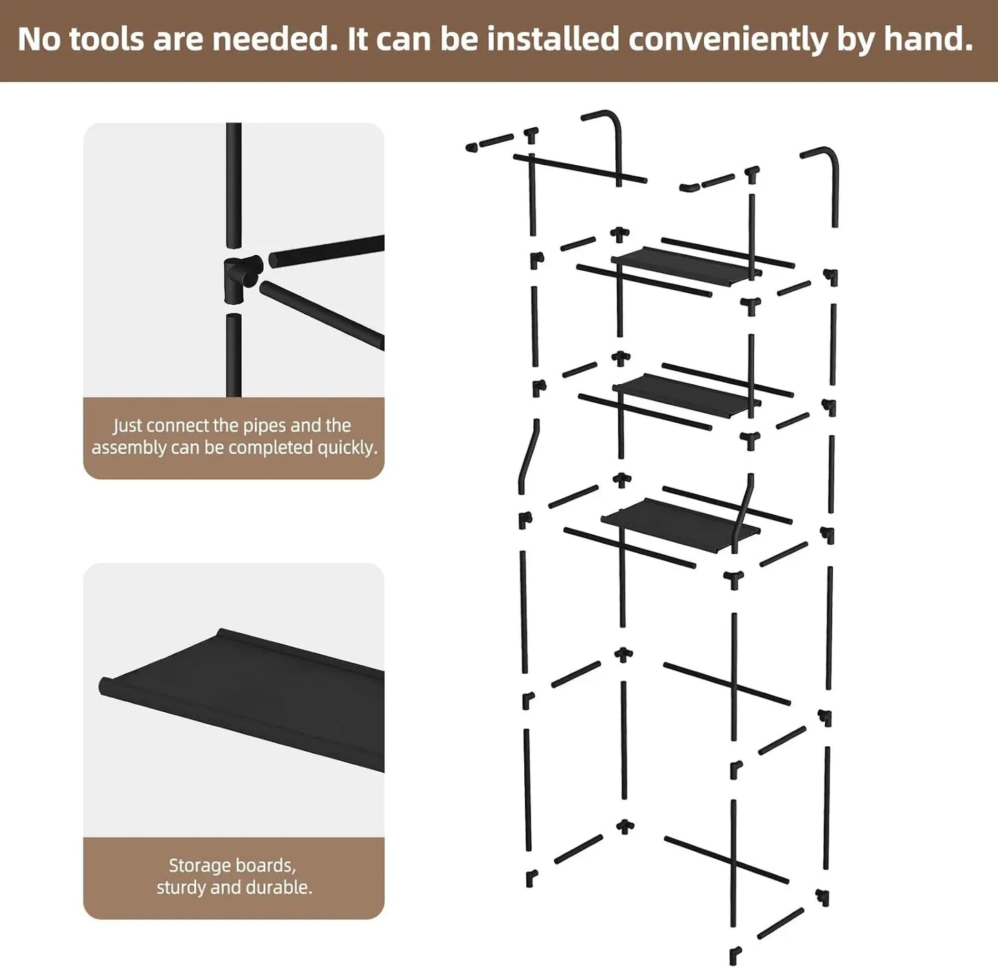 Over The Toilet Storage Shelf - 3 Tier Freestanding Bathroom Organizer with Towel Rack, Space Saver Above Toilet Shelf Unit
