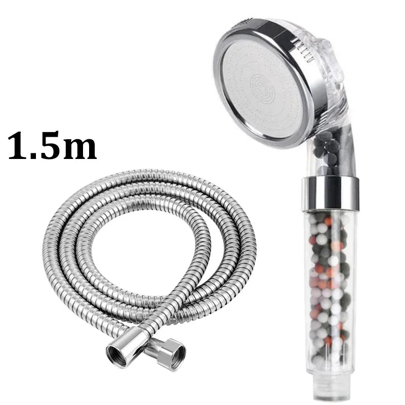 Filtered Shower Head for Hard Water - High Pressure Handheld Showerhead with Mineral Filter, 3 Spray Modes, Water Saving Rainfall Shower Head
