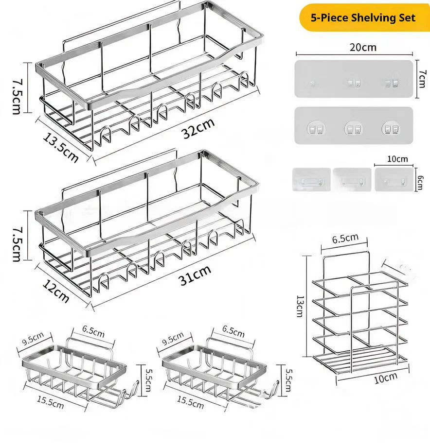 Corner Shower Shelf No Drill - Stainless Steel 2 Tier Shower Caddy Organizer, Rustproof Adhesive Bathroom Corner Shelf for Shampoo
